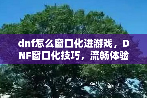 dnf怎么窗口化进游戏，DNF窗口化技巧，流畅体验与高效操作