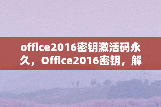 office2016密钥激活码永久，Office2016密钥，解锁高效办公的钥匙