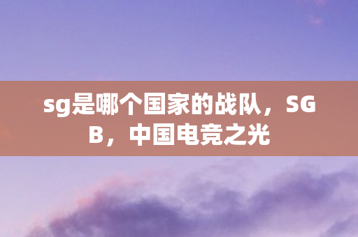 sg是哪个国家的战队，SGB，中国电竞之光