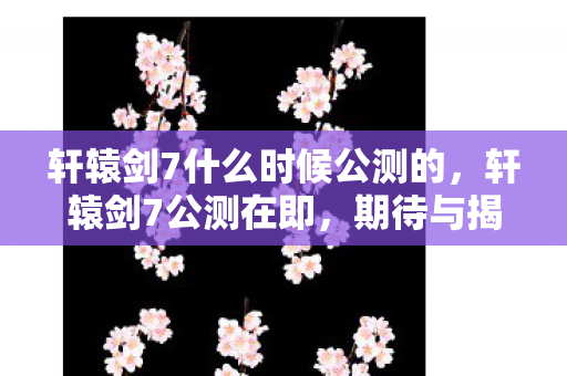 轩辕剑7什么时候公测的，轩辕剑7公测在即，期待与揭秘