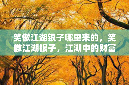 笑傲江湖银子哪里来的，笑傲江湖银子，江湖中的财富密码