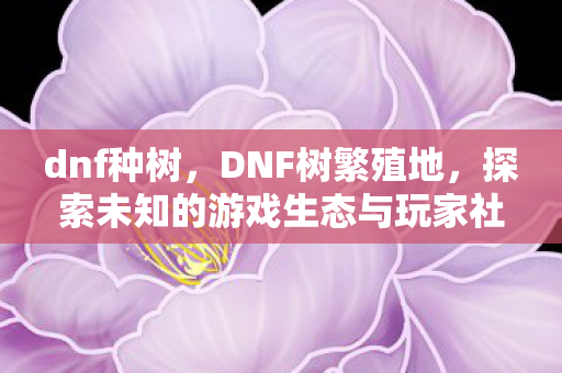 dnf种树,DNF树繁殖地,探索未知的游戏生态与玩家社区 dnf种树,DNF树繁殖地,探索未知的游戏生态与玩家社区