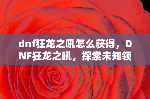 dnf狂龙之吼怎么获得,DNF狂龙之吼,探索未知领域的冒险之旅 dnf狂龙之吼怎么获得,DNF狂龙之吼,探索未知领域的冒险之旅