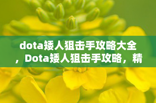 dota矮人狙击手攻略大全，Dota矮人狙击手攻略，精准射击，掌控战场