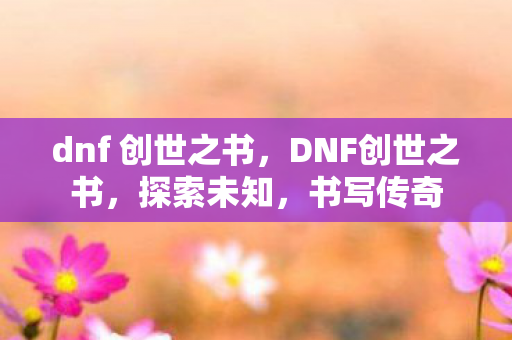 dnf 创世之书，DNF创世之书，探索未知，书写传奇