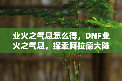 业火之气息怎么得,DNF业火之气息,探索阿拉德大陆的炽热传说 业火之气息怎么得,DNF业火之气息,探索阿拉德大陆的炽热传说