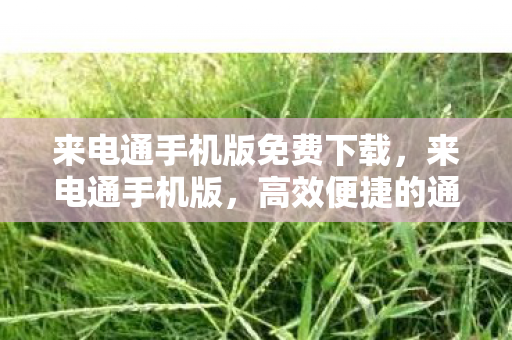 来电通手机版免费下载，来电通手机版，高效便捷的通讯新体验