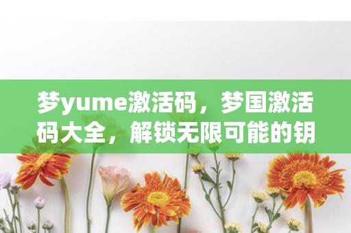 梦yume激活码,梦国激活码大全,解锁无限可能的钥匙 梦yume激活码,梦国激活码大全,解锁无限可能的钥匙