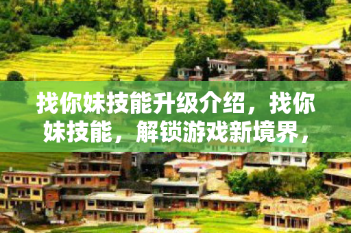 找你妹技能升级介绍,找你妹技能,解锁游戏新境界,探索未知的乐趣 找你妹技能升级介绍,找你妹技能,解锁游戏新境界,探索未知的乐趣