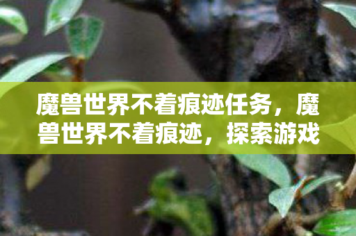 魔兽世界不着痕迹任务,魔兽世界不着痕迹,探索游戏世界的隐秘角落 魔兽世界不着痕迹任务,魔兽世界不着痕迹,探索游戏世界的隐秘角落