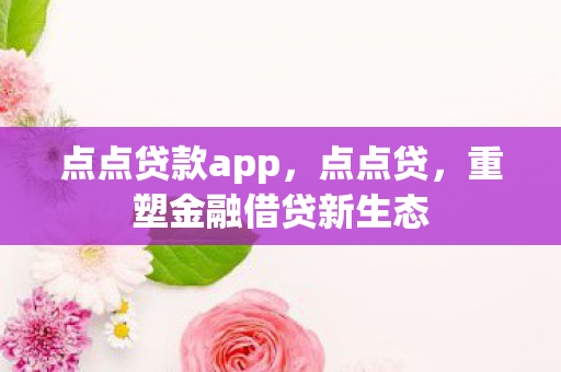 点点贷款app,点点贷,重塑金融借贷新生态 点点贷款app,点点贷,重塑金融借贷新生态