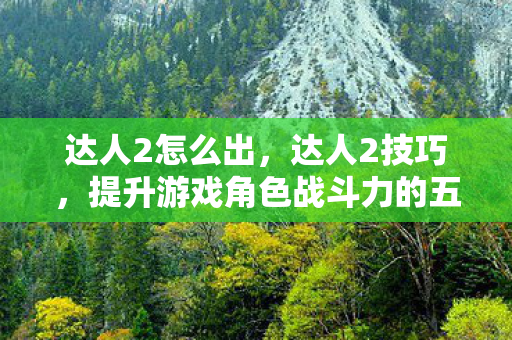 达人2怎么出,达人2技巧,提升游戏角色战斗力的五大秘诀 达人2怎么出,达人2技巧,提升游戏角色战斗力的五大秘诀