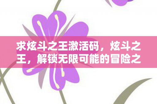 求炫斗之王激活码,炫斗之王,解锁无限可能的冒险之旅 求炫斗之王激活码,炫斗之王,解锁无限可能的冒险之旅