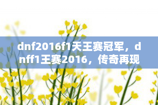 dnf2016f1天王赛冠军,dnff1王赛2016,传奇再现,经典永存 dnf2016f1天王赛冠军,dnff1王赛2016,传奇再现,经典永存