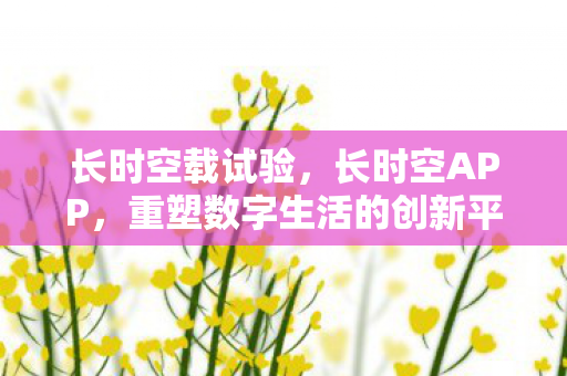 长时空载试验,长时空APP,重塑数字生活的创新平台 长时空载试验,长时空APP,重塑数字生活的创新平台