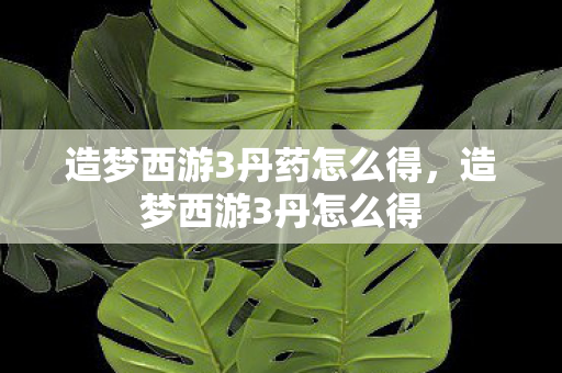 造梦西游3丹药怎么得,造梦西游3丹怎么得 造梦西游3丹药怎么得,造梦西游3丹怎么得