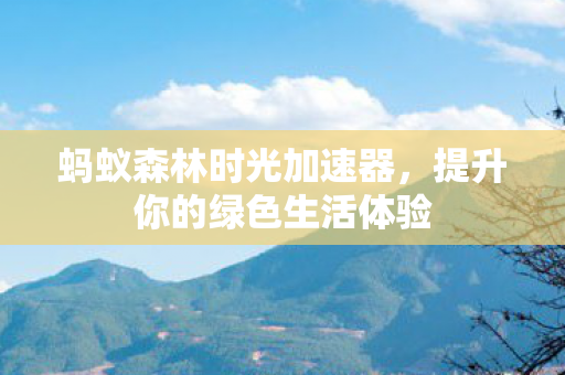 蚂蚁森林时光加速器,提升你的绿色生活体验 蚂蚁森林时光加速器,提升你的绿色生活体验
