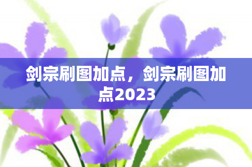 剑宗刷图加点，剑宗刷图加点2023