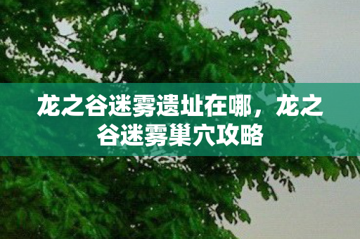 龙之谷迷雾遗址在哪，龙之谷迷雾巢穴攻略