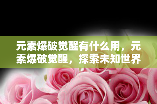 元素爆破觉醒有什么用,元素爆破觉醒,探索未知世界的奇幻之旅 元素爆破觉醒有什么用,元素爆破觉醒,探索未知世界的奇幻之旅