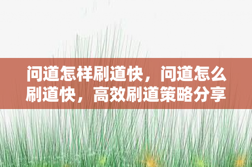 问道怎样刷道快,问道怎么刷道快,高效刷道策略分享 问道怎样刷道快,问道怎么刷道快,高效刷道策略分享