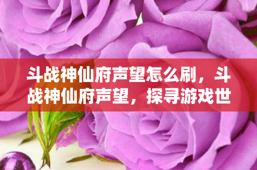 斗战神仙府声望怎么刷，斗战神仙府声望，探寻游戏世界的荣耀与传奇