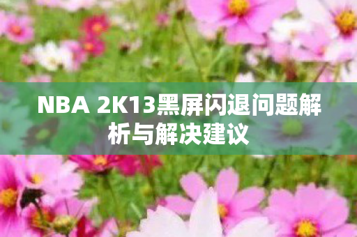 NBA 2K13黑屏闪退问题解析与解决建议 NBA 2K13黑屏闪退问题解析与解决建议