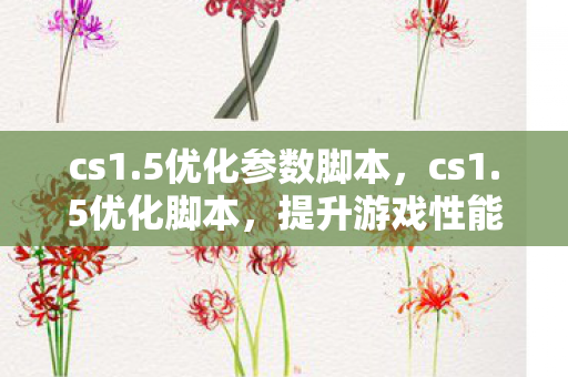 cs1.5优化参数脚本,cs1.5优化脚本,提升游戏性能与流畅度的关键 cs1.5优化参数脚本,cs1.5优化脚本,提升游戏性能与流畅度的关键