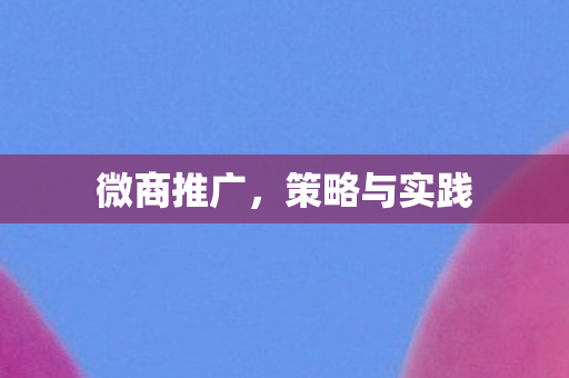 微商推广,策略与实践 微商推广,策略与实践