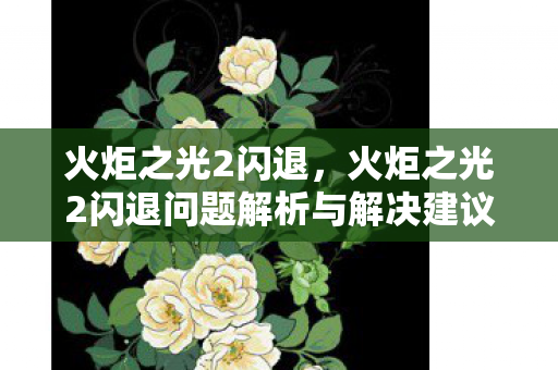 火炬之光2闪退,火炬之光2闪退问题解析与解决建议 火炬之光2闪退,火炬之光2闪退问题解析与解决建议