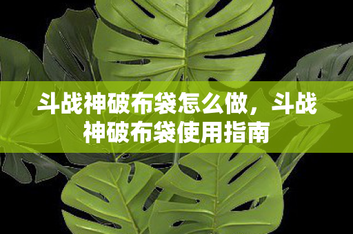 斗战神破布袋怎么做，斗战神破布袋使用指南