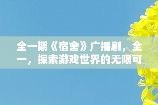 全一期《宿舍》广播剧,全一,探索游戏世界的无限可能 全一期《宿舍》广播剧,全一,探索游戏世界的无限可能