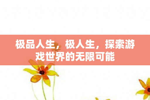 极品人生,极人生,探索游戏世界的无限可能 极品人生,极人生,探索游戏世界的无限可能