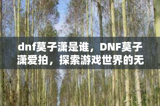 dnf莫子潇是谁,DNF莫子潇爱拍,探索游戏世界的无限可能 dnf莫子潇是谁,DNF莫子潇爱拍,探索游戏世界的无限可能