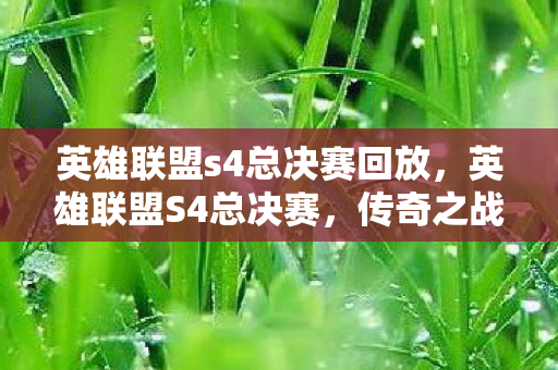 英雄联盟s4总决赛回放,英雄联盟S4总决赛,传奇之战的幕后故事 英雄联盟s4总决赛回放,英雄联盟S4总决赛,传奇之战的幕后故事