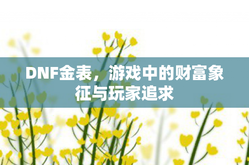 DNF金表,游戏中的财富象征与玩家追求 DNF金表,游戏中的财富象征与玩家追求