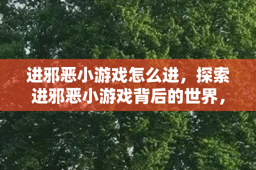 进邪恶小游戏怎么进，探索进邪恶小游戏背后的世界，一场虚拟冒险的邀请