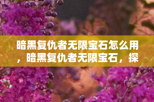 暗黑复仇者无限宝石怎么用，暗黑复仇者无限宝石，探索游戏世界的无尽可能