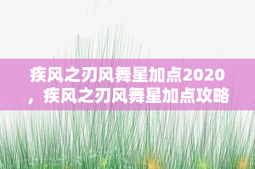 疾风之刃风舞星加点2020,疾风之刃风舞星加点攻略,打造高效战斗力的关键 疾风之刃风舞星加点2020,疾风之刃风舞星加点攻略,打造高效战斗力的关键