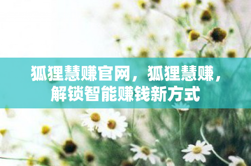狐狸慧赚官网,狐狸慧赚,解锁智能赚钱新方式 狐狸慧赚官网,狐狸慧赚,解锁智能赚钱新方式