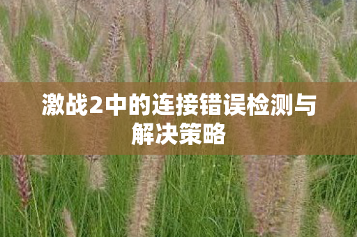 激战2中的连接错误检测与解决策略 激战2中的连接错误检测与解决策略
