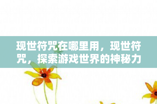 现世符咒在哪里用,现世符咒,探索游戏世界的神秘力量 现世符咒在哪里用,现世符咒,探索游戏世界的神秘力量