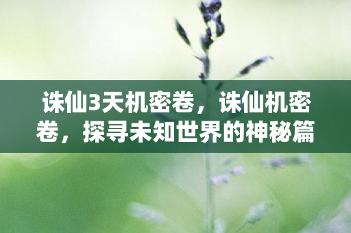 诛仙3天机密卷,诛仙机密卷,探寻未知世界的神秘篇章 诛仙3天机密卷,诛仙机密卷,探寻未知世界的神秘篇章