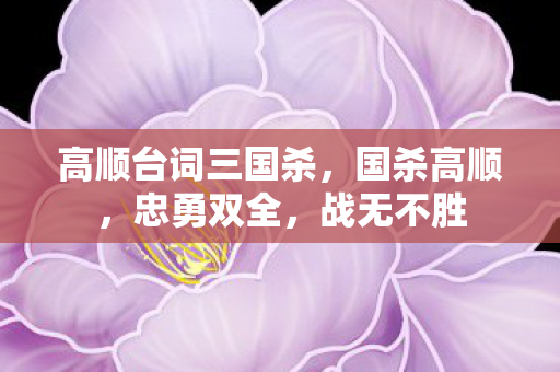 高顺台词三国杀,国杀高顺,忠勇双全,战无不胜 高顺台词三国杀,国杀高顺,忠勇双全,战无不胜