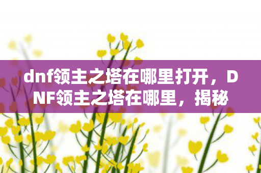 dnf领主之塔在哪里打开,DNF领主之塔在哪里,揭秘游戏内的神秘副本 dnf领主之塔在哪里打开,DNF领主之塔在哪里,揭秘游戏内的神秘副本