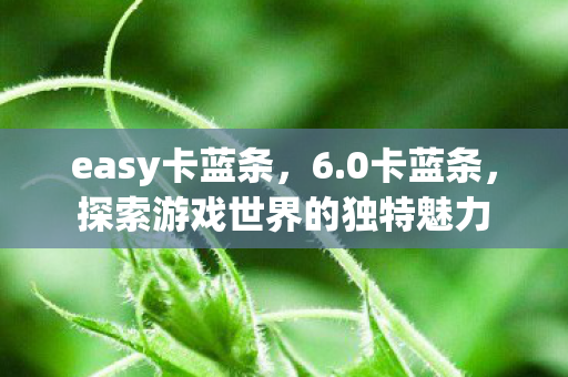 easy卡蓝条，6.0卡蓝条，探索游戏世界的独特魅力