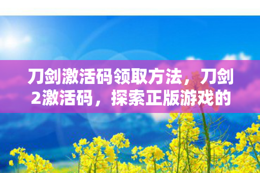 刀剑激活码领取方法,刀剑2激活码,探索正版游戏的珍贵密钥 刀剑激活码领取方法,刀剑2激活码,探索正版游戏的珍贵密钥