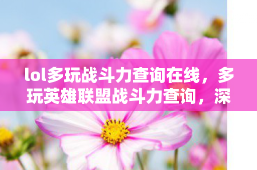 lol多玩战斗力查询在线,多玩英雄联盟战斗力查询,深度解析与实战应用 lol多玩战斗力查询在线,多玩英雄联盟战斗力查询,深度解析与实战应用