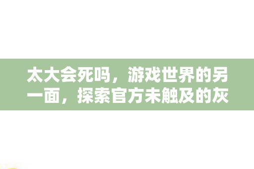 太大会死吗,游戏世界的另一面,探索官方未触及的灰色地带 太大会死吗,游戏世界的另一面,探索官方未触及的灰色地带