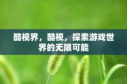 酷视界,酷视,探索游戏世界的无限可能 酷视界,酷视,探索游戏世界的无限可能